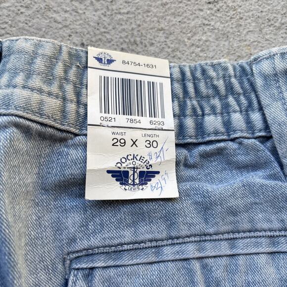 Deadstock 90s Dockers Jeans Mens 29x30 Pleated Denim Levis Cargo Tapered Vintage - Picture 14 of 16